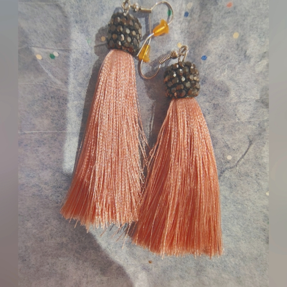 Elegant Pink Tassel Earrings